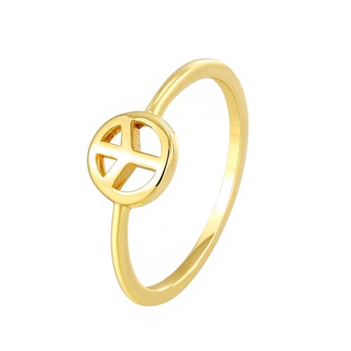 CGJseFH Anillos vintage, Anillo de pareja Paz y Amor for él for ella: una delicada alianza oro 18 quilates for ella un llamativo anillo sello esmaltado No a la guerra for(For Women,O)