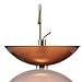 Boyuan Bathroom Vessel Sink Matte Orange Oval Countertop Sink with Brushed Gold Faucet Pop-up Drain Cold & Hot Water Hoses Modern Art Above Counter Glass Vessel Sinks