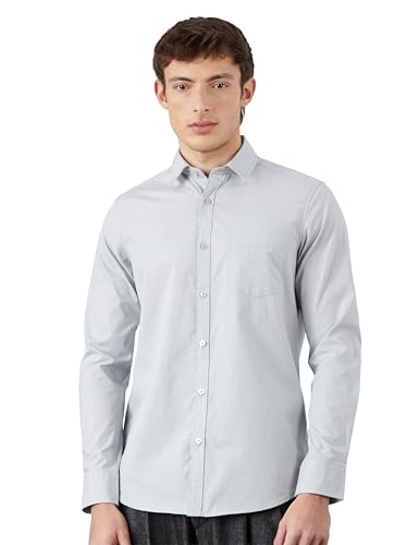 Image of Amazon Brand - Symbol Men's Solid Slim Fit Cotton Casual Shirt | Plain | Full Sleeve | Summer (Available in Plus Sizes)