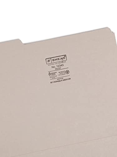 Smead Colored File Folder, 1/3-Cut Tab, Letter Size, Gray, 100 Per Box (12343) #TOP2