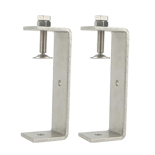 Stainless Steel C Clamps Small 5 Inch for Mounting, Heavy Duty U Clamps for Metal Working, Desk Clamp with Stable Wide Jaw Opening & Protective Pads/I-Beam Design (2pcs)