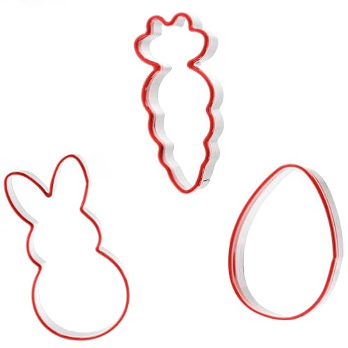 3-Piece Easter Fun Cookie Cutters, Easter Bunny, Egg and Carrot,Heavy