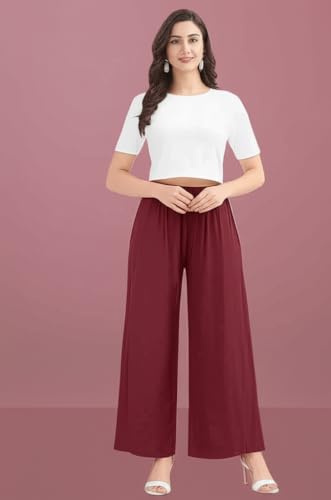 Image of Set of 2 Soft Reyon Cotton Regular Palazzo for Womens and Girls Combo Pack