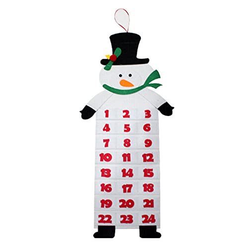 Calendrier de l'Avent de Noël Calendrier de Compte à Rebours de Père Noël Réutilisable Décoration avec 24 jours Poches Décoration de Noël Cadeaux pour la Maison Boutique Fenêtre Porte (blanc) Cover