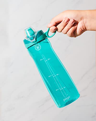 Pogo Bpa-Free Tritan Plastic Water Bottle With Soft Straw, 32 Oz, Aquaviva #TOP6