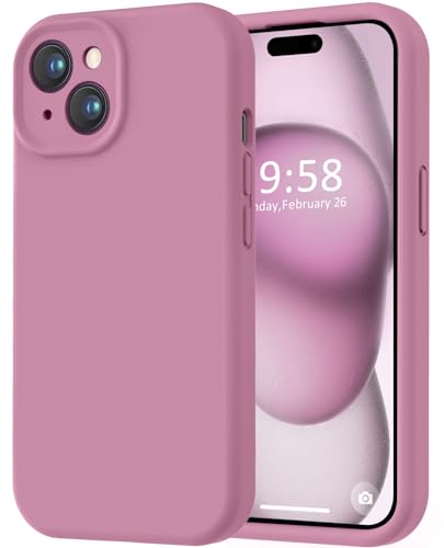 Image of LOVE 3000 Compatible with iPhone 15 Case, [Smooth Silicone Full Coverage Camera] [8ft Drop Protection], Soft Microfiber Lining Full Body Protective Case for iPhone 15 6.1 inch - Lavender Purple