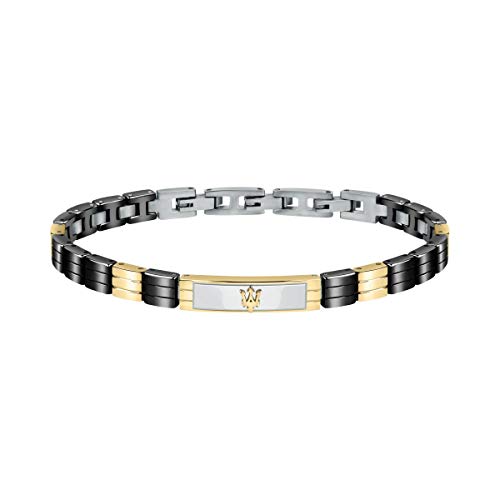 Maserati Bracelet Homme, Collection JEWELS, en Acier, Cèramique, PVD or jaune - JM221ATZ06