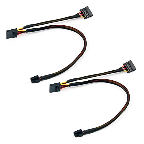 Bloepum 2X Mini 6Pin to 15Pin X2 SATA Power Cable Cord for Vostro 3650 3653 3655 Desktop Computer HDD SSD Expansion Cable