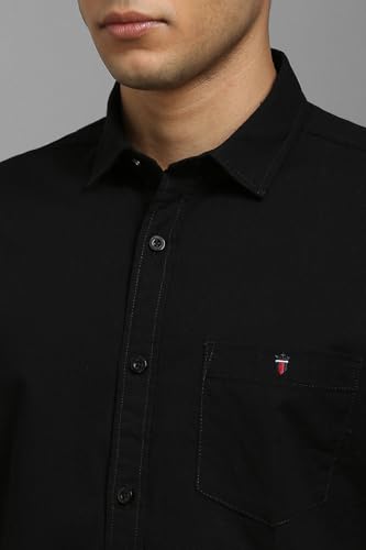 Image of Louis Philippe Men's Slim Fit Premium Textured Fabric Versatile Solid Easy Care, All Season adapability Half Sleeve Cotton Casual Shirt