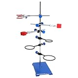 JEWEDECO Laboratory Iron Base Stand Set with Square Rod, Three-prong Flask Clamp, Cross Clamp Metal Rack for...