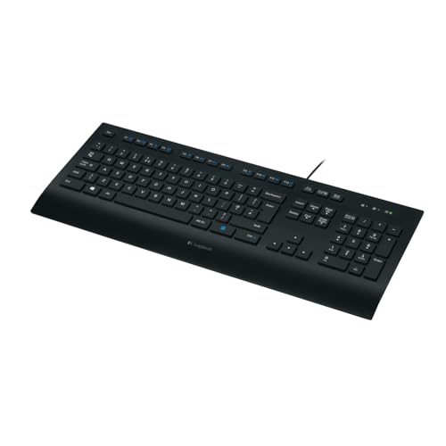 Logitech K280e Pro Kabelgebundene Business Tastatur für Windows, Linux und Chrome, USB-Anschluss, Handballenauflage, Spritzwassergeschützt, PC/Laptop, Deutsches QWERTY-Layout - Schwarz