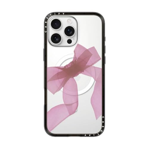 CASETiFY �R���p�N�g iPhone 16 Pro Max �P�[�X [MagSafe�Ή�/���^ �y��/�ϏՌ�] - Pink Organza Ribbon - �u���b�N