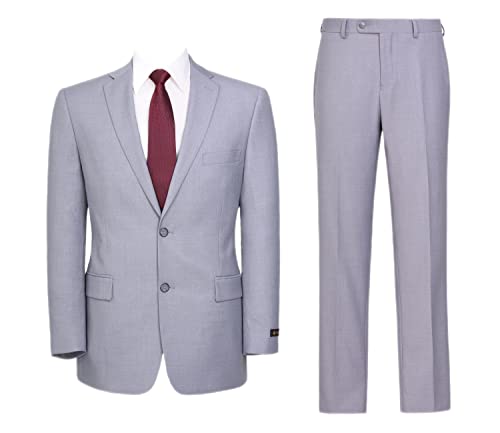 Men's 2 Piece Suits Classic Fit Premium 2 Button Suit Jacket and Pants Set for Business Wedding Wear
