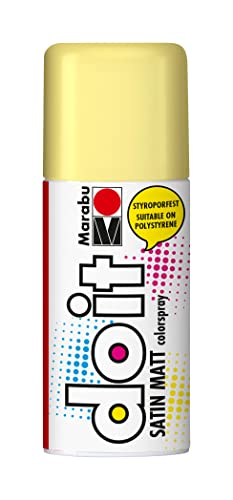 Marabu 21070006022 - Do it Satin Matt pastell gelb, Colorspray auf Acrylbasis, styroporfest, schnell trocknend, sehr gute Deckkraft, wetterfest, für große und kleine Bastelarbeiten, 150 ml Sprühdose