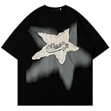 Ponitrack Graphic Tees Men Y2k Oversized T Shirts Women Vintage Tees Summer Tops 90s Grunge Short Sleeve Streetwear Unisex (Black,M,Medium)