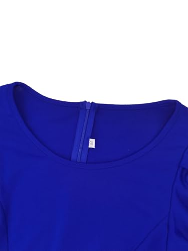 Women's Casual Summer Dresses Elegant Party Work Cocktail Bodycon Round Neck Ruffle Short Sleeve Pencil Midi Dress 6723