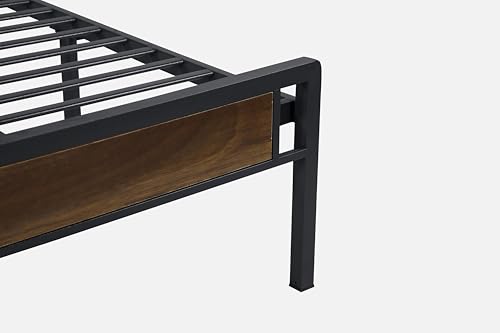 Image of Zeek Metal Extra Single Size Bed Without Storage | Wrought Iron Cot with Headboard & Footboard| Sturdy Powder Coated Platform Bed Extra Single Size Cot for Bedroom (Zeek Black)