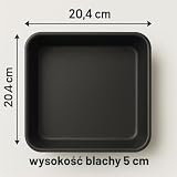 Terryshop74® Zestaw 2 patelni do frytkownicy powietrznej – 1 kwadratowy 20,4 x 20,4 x 5 cm + 1 okrągła Ø20 x 6 cm – nieprzywierająca do frytkownicy powietrznej 5-8 litrów, akcesoria do gotowania bez