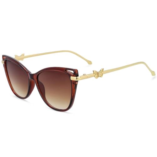 Lunettes de soleil papillon pour femme avec verres dégradés vintage et protection UV400 totale