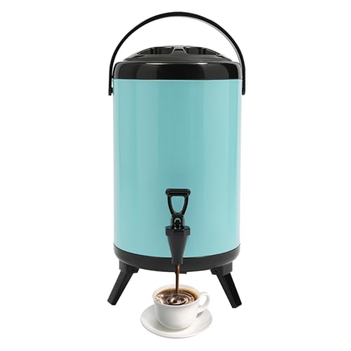 Unnsiapit Stainless Steel Insulated Beverage Dispenser, 10L/2.7Gal Drink Dispenser Coffee Urn for Hot & Cold Drink, Storage Container with Faucet for Party Buffet Office, W9.5*H13in, Blue