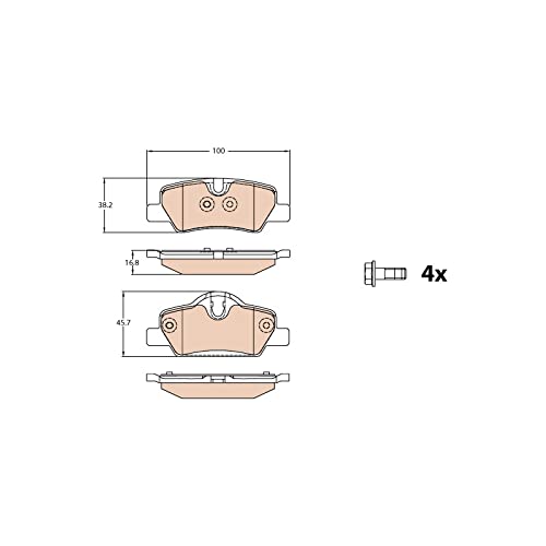 TRW GDB2088 Plaquettes de Frein Kit de 4 pour Mini Mini/Cooper (F56) 2013 - Essieu Arrière et Autres Véhicules
