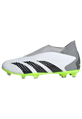adidas Predator Accuracy.3 Laceless Firm Ground Football Shoes, FTWR White/core Black/Lucid Lemon, 10.5 UK Kids