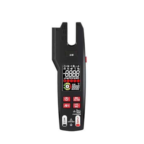 Digital Clamp Meter, Profesional Pinza Amperimétrica Digital U6 Multímetro con T-RMS DC AC hasta 600A, Mandíbula Abierta Auto Rango miniatura 1