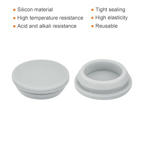 Image of MECCANIXITY 5pcs Silicone Snap in Locking Hole Plugs,27mm /1.1 Inch Mounting Diameter Narrow Groove Width 2.5mm Panel Seal Cover Round for Kitchen Bulkheads Waterproof Sealing Plugs Grey
