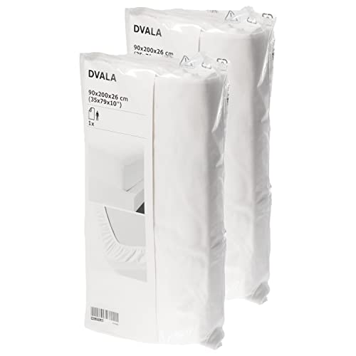 Ikea DVALA - Juego de 2 sábanas bajeras (90 x 200 cm), color blanco