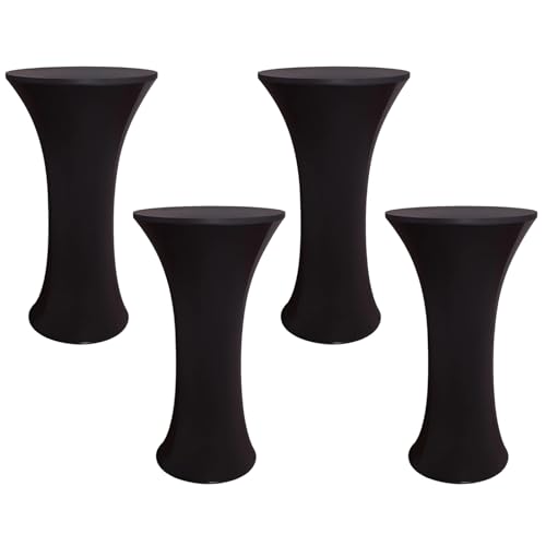 El Mejor Listado de Mesas de cóctel Top 10. 46 Camino de mesa, 4 fundas de mesa de cóctel, parte inferior redonda negra, poliéster elástico, perfecto para bodas, fiestas, bares y eventos, calidad sin arrugas, fácil de...