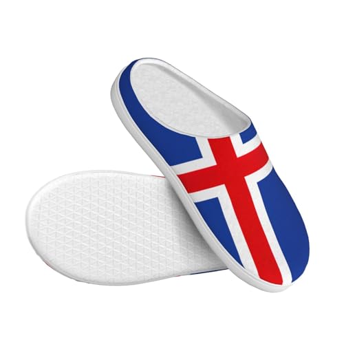Cozy Flag of Iceland print Slippers Indoor and Outdoor Fuzzy House Shoes Anti-Skid Sole Gifts for Women Indoor Scuff3