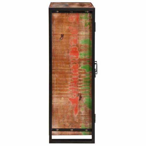 Pizarra de madera reciclada marrón con 2 puertas y estantes para pasillo 7
