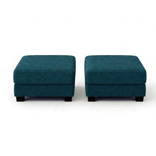 Image of Revo 5 Seater L Shape Sofa Set with 2 Movable Ottomans | Flexible Layout | Luxury Velvet Suede Fabric | Modern Living Room Sofa | Greenish Teal