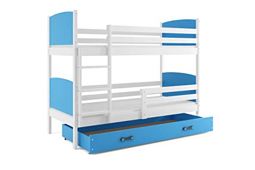 Interbeds Cama Doble - litera Infantil,Tami, 160X80, Color Blanco, los Paneles (colchones,somieres y cajón Gratis) (Blanco)
