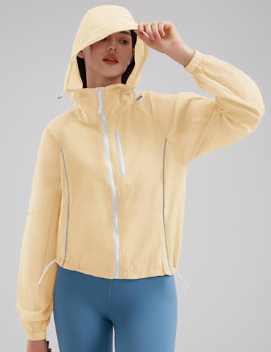 Avoogue Jaqueta feminina FPS 50+ com proteção solar UV, zíper completo, leve, moletom com capuz e tr