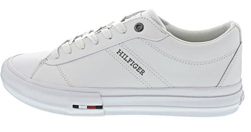 Tommy Hilfiger Baskets Homme Low en Cuir, Blanc (White), 40