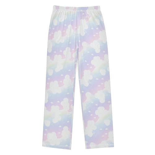 Boys' Pants Rainbow White Cloud Long Bottoms Jogger Pants Elastic Waist Trousers with Pockets S-XL