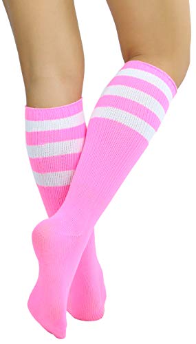 Image of ToBeInStyle Women's Premium Below Knee Athletic Socks w /Contrasting Wide Stripes