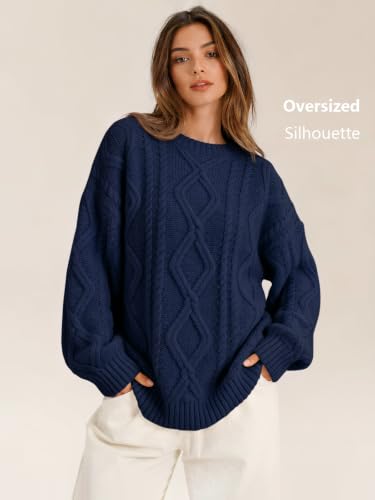 Image of Trendy Queen Women's Oversized Cable Knit Sweaters 2026 Fall Outfits | Quiet Luxury Style, Chunky Knit Texture, Winter Holiday Outfit, Easy Layering Piece, Fall Fashion Staple
