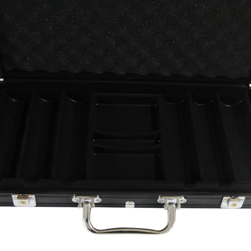 Image of POK3R STUFF INDIA Empty 300 Pc Black Aluminium Poker Chip Case - Durable Lockable Carrying Box | Portable Storage Organizer for Casino Chips, Poker Nights, Home Games & Tournaments (No Chips)
