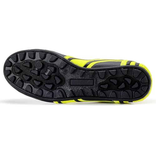 Chuteira Couro Legitimo Society Preto Amarelo Limão Sola Borracha Colado Costurado (Preto/Amarelo Li