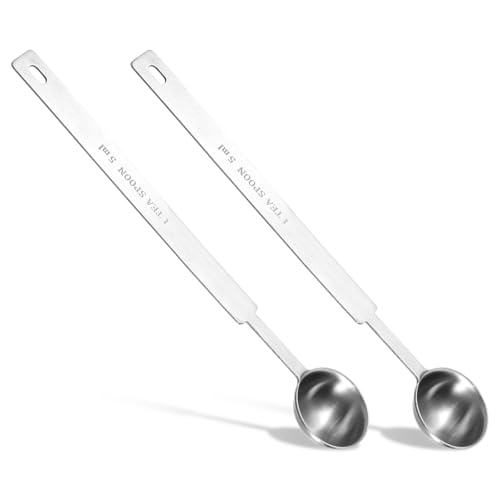 Messlöffel 2 Stück Measuring Spoons, Teelöffel Einzelne, Kaffeelöffel Edelstahl Messlöffel Gramm Teelöffel Schaufel für Kochen & Backen