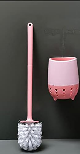 Image of Favria Toilet Cleaner Brush /Toilet Brush with Holder Stand /Toilet Cleaning Brush /Toilet Cleaning Brush with Wall Mounted Holder, Long Silicone Handle (Pack of 1 Pink)