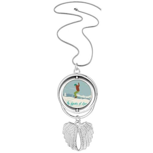 Collier pendentif ailes d'ange de ski en argent pour passionnés de glisse