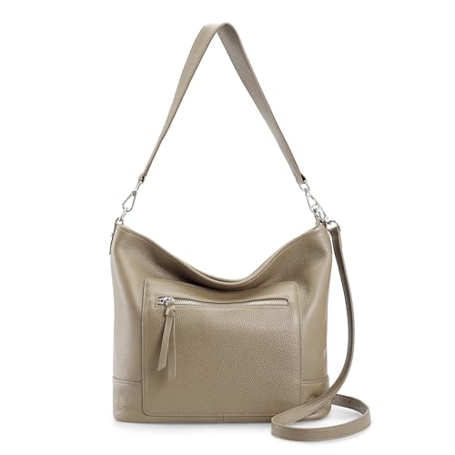 befen Real Leather Crossbody Bucket Bags for Women, Women's Lightweight Cross Over Shoulder Purses with Multiple Compartments - Cognac Brown