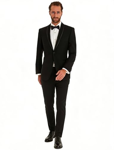 Costume homme chic de style moderne veste cintrée à un bouton et pantalon assorti