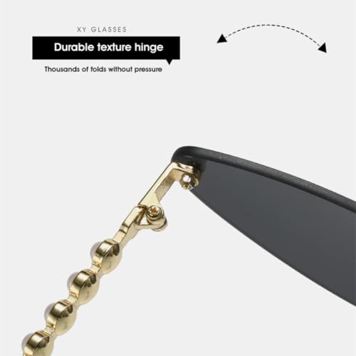Lunettes œil de chat rétro sans monture finitions branches perlées exclusives