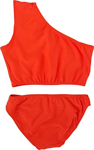 Image of Cheryl Creations Kids Girl's Black Cute & Comfortable Two Piece One Shoulder Bathing Suit Bikini | Swimsuit