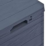 vidaXL Garten Aufbewahrungsbox Holzoptik Kissenbox Gartenbox Auflagenbox Gartentruhe Kissentruhe Truhe Box Spielzeugkiste Wasserdicht 90 L Anthrazit - 7