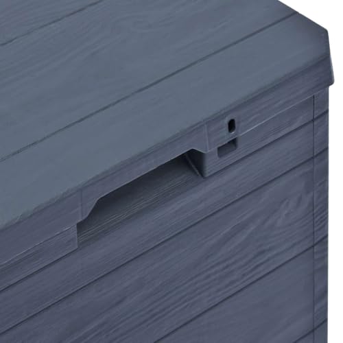 vidaXL Garden Storage Box, Anthracite 90L Capacity, Durable Plastic with Wood Texture, Indoor Outdoor Usage